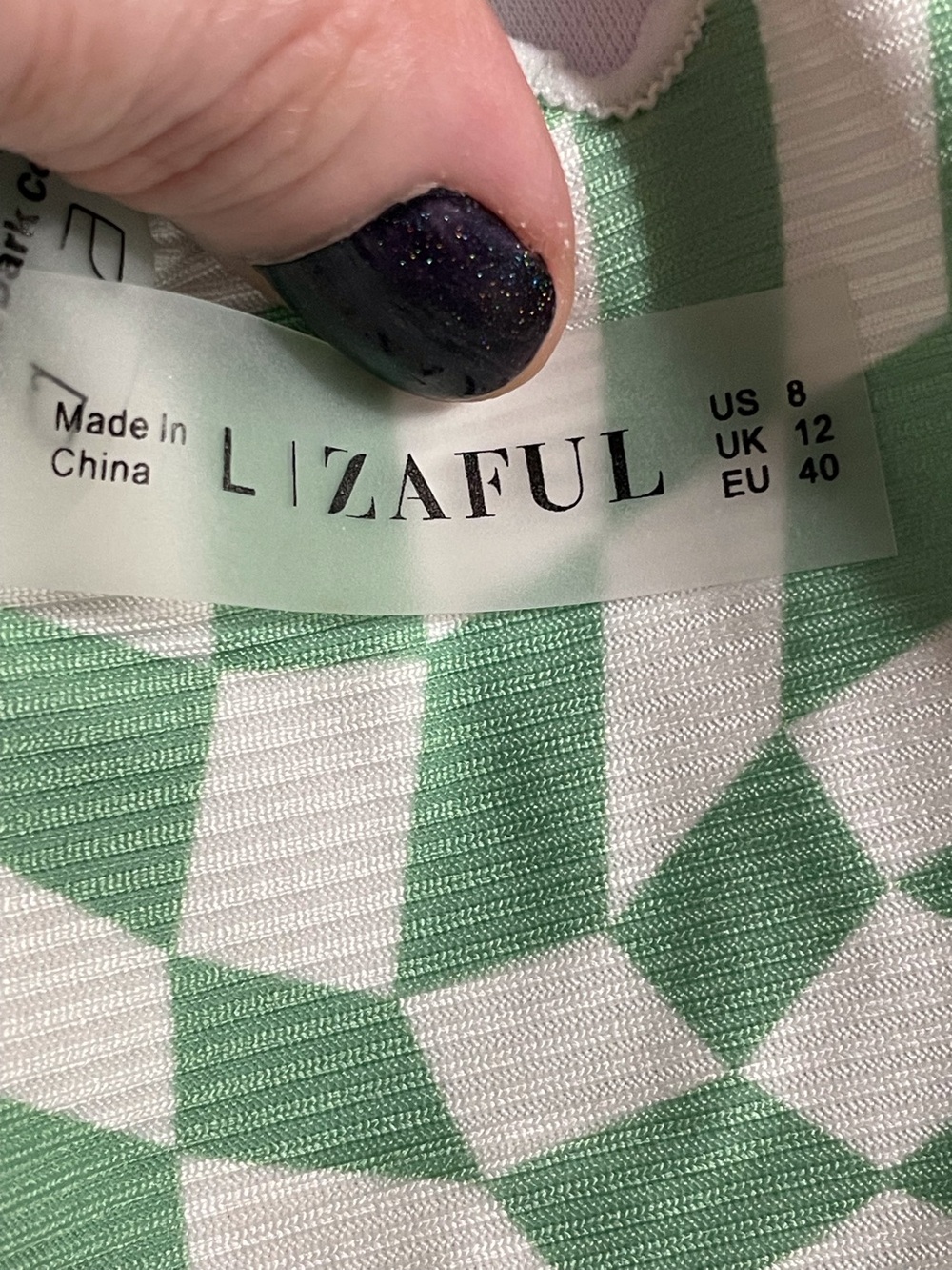 Zaful String Bikini Green & White Checkered Size 8 - Picture 9 of 14